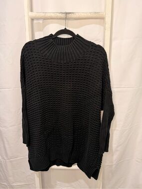 French Connection Black Waffle Turtleneck Sweater